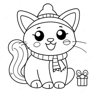 Cute Christmas Cat Coloring Page 21792-20185