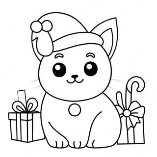 Cute Christmas Cat Coloring Page 21792-20187