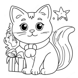 Cute Christmas Cat Coloring Page 21792-20188