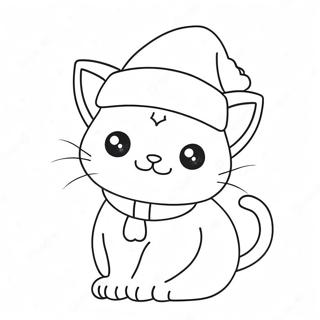 Adorable Christmas Cat In A Santa Hat Coloring Page 21793-20189