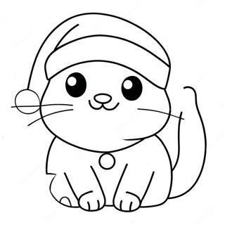 Adorable Christmas Cat In A Santa Hat Coloring Page 21793-20191