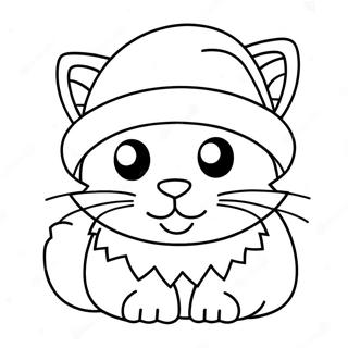 Adorable Christmas Cat In A Santa Hat Coloring Page 21793-20192