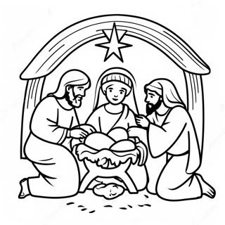 Festive Nativity Scene Coloring Page 21803-20197