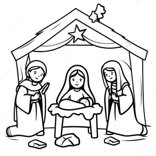 Festive Nativity Scene Coloring Page 21803-20198