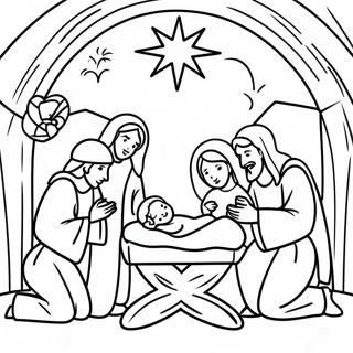 Festive Nativity Scene Coloring Page 21803-20199