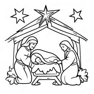 Festive Nativity Scene Coloring Page 21803-20200