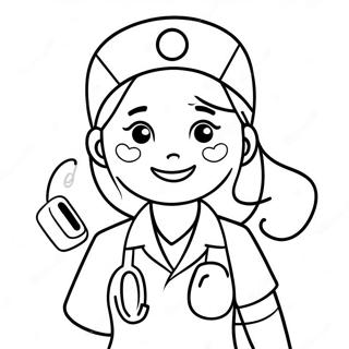 Cute Nurse With A Stethoscope Coloring Page 21813-20205