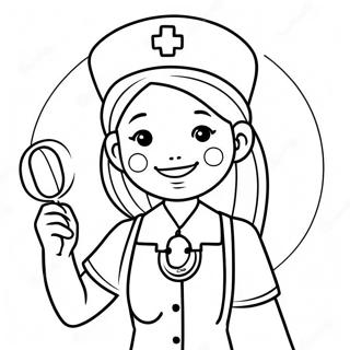 Cute Nurse With A Stethoscope Coloring Page 21813-20207