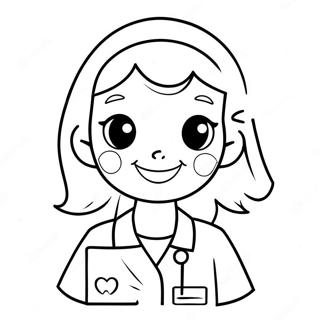 Cute Nurse With A Stethoscope Coloring Page 21813-20208