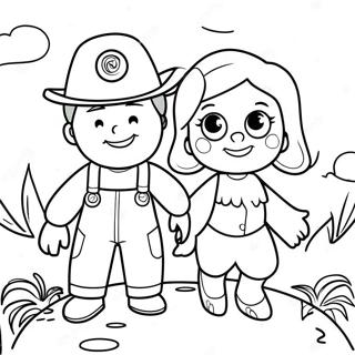 Steve And Maggie In A Fun Adventure Coloring Page 21913-20287