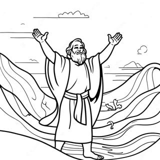 Moses Parting The Red Sea Coloring Page 21933-20304