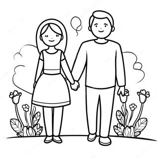 Cute Couple Holding Hands Coloring Page 22004-20349