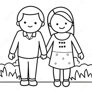 Cute Couple Holding Hands Coloring Page 22004-20350