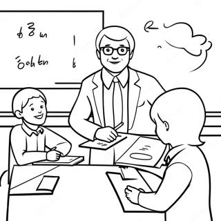 Friendly Teacher With Students Coloring Page 22064-20399