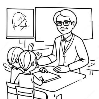 Friendly Teacher With Students Coloring Page 22064-20400