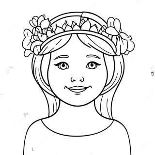 Adorable Girl With Flower Crown Coloring Page 22074-20405