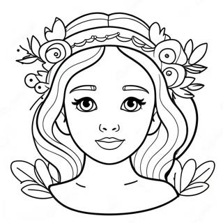 Adorable Girl With Flower Crown Coloring Page 22074-20406