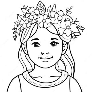 Adorable Girl With Flower Crown Coloring Page 22074-20407