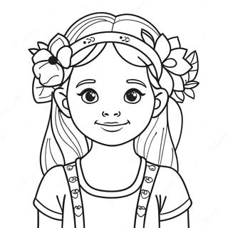 Adorable Girl With Flower Crown Coloring Page 22074-20408