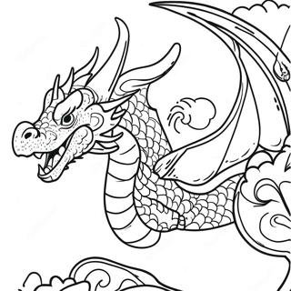 Majestic Fire Dragon Flying Coloring Page 22094-20422