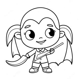 Cute Girl Vampire With Bat Coloring Page 22134-20453