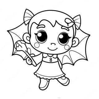 Cute Girl Vampire With Bat Coloring Page 22134-20454