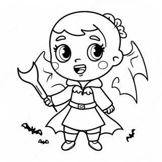 Cute Girl Vampire With Bat Coloring Page 22134-20455