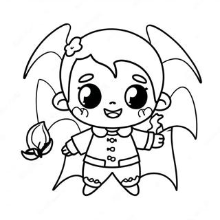 Cute Girl Vampire With Bat Coloring Page 22134-20456