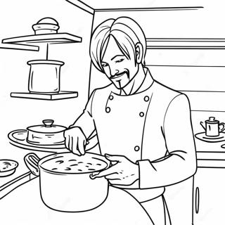 Sanji Cooking Delicious Meals Coloring Page 22154-20469