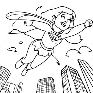 Supergirl Flying Through The Sky Coloring Page 22174-20487