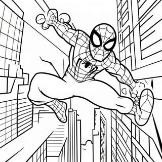 Spider Man Swinging Through The City Coloring Page 22204-20509