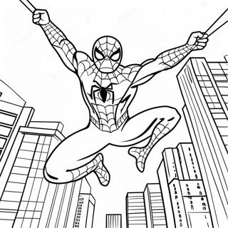 Spider Man Swinging Through The City Coloring Page 22204-20511