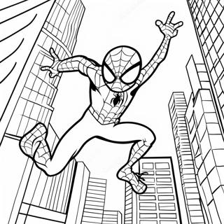 Spider Man Swinging Through The City Coloring Page 22204-20512