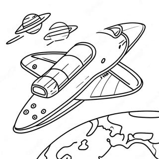 Colorful Space Shuttle Orbiting Earth Coloring Page 22314-20599