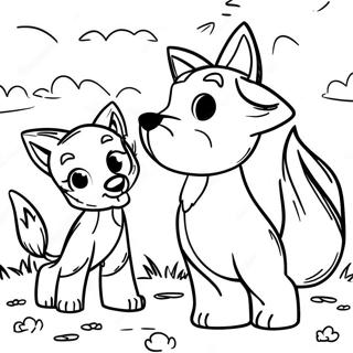 Playful Fox And Hound Friends Coloring Page 22344-20622