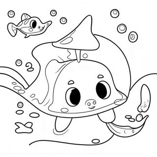 Cute Stingray Swimming In The Ocean Coloring Page 22384-20656