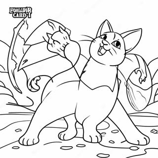 Realistic Warrior Cat Battle Scene Coloring Page 22403-20668