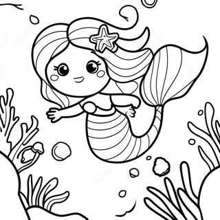 Black Mermaid Swimming In Coral Reef Coloring Page 22453-20706