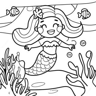 Black Mermaid Swimming In Coral Reef Coloring Page 22453-20707