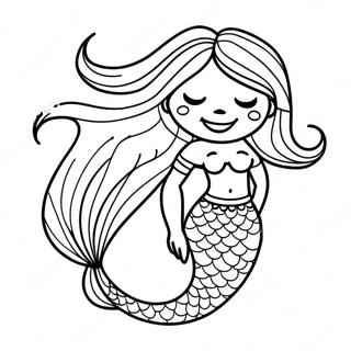 Elegant Black Mermaid With Flowing Hair Coloring Page 22454-20709