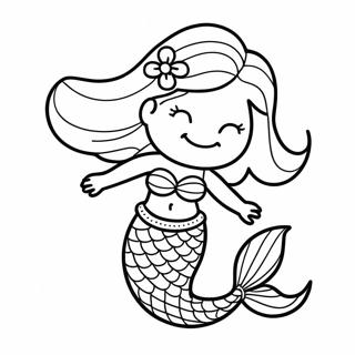 Elegant Black Mermaid With Flowing Hair Coloring Page 22454-20710