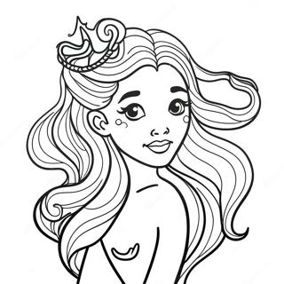 Elegant Black Mermaid With Flowing Hair Coloring Page 22454-20711