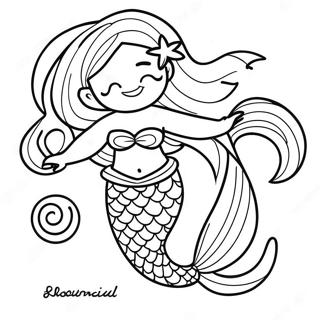 Elegant Black Mermaid With Flowing Hair Coloring Page 22454-20712