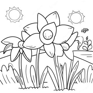 Beautiful Daffodil Garden Coloring Page 22474-20725