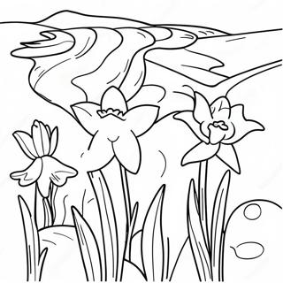 Beautiful Daffodil Garden Coloring Page 22474-20726