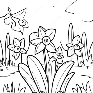 Beautiful Daffodil Garden Coloring Page 22474-20728