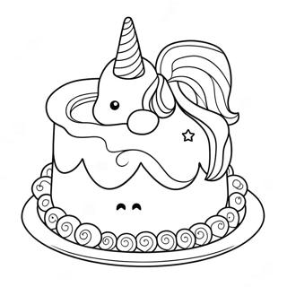 Unicorn Cake Coloring Page 2251-1844