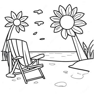 Sunny Beach Scene Coloring Page 22564-20798