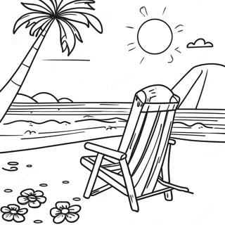 Sunny Beach Scene Coloring Page 22564-20800