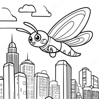 Mothra Flying Over City Coloring Page 22584-20813